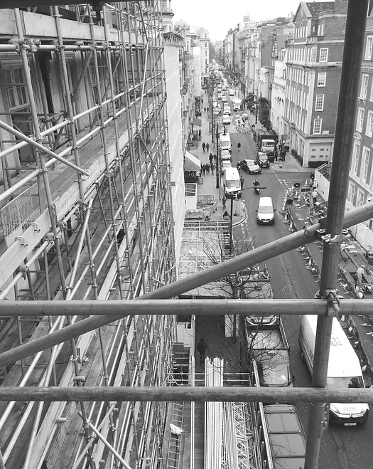 construction site in black and white